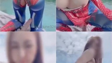 Nong June berpakaian seperti Spider-Man Sosok gadis yang super menggoda